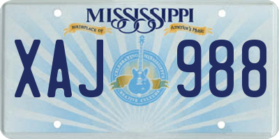 MS license plate XAJ988