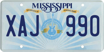 MS license plate XAJ990