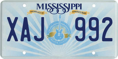 MS license plate XAJ992