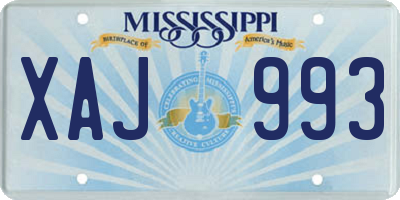 MS license plate XAJ993