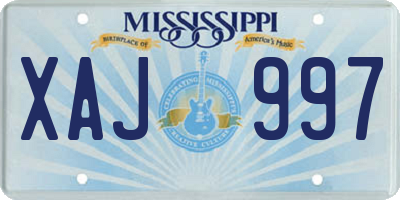 MS license plate XAJ997
