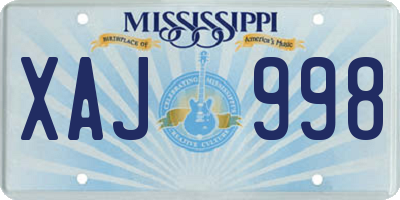 MS license plate XAJ998
