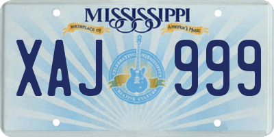 MS license plate XAJ999