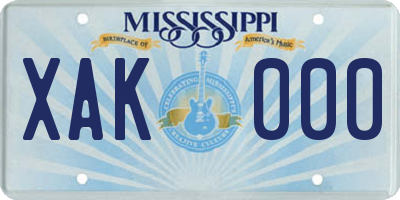 MS license plate XAK000