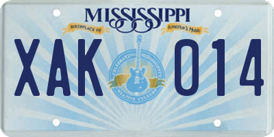 MS license plate XAK014
