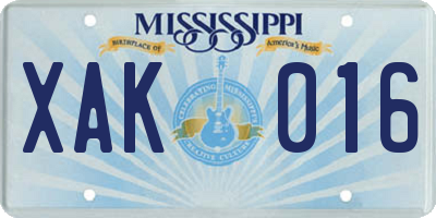 MS license plate XAK016