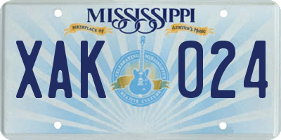 MS license plate XAK024