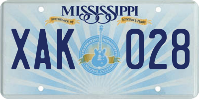 MS license plate XAK028