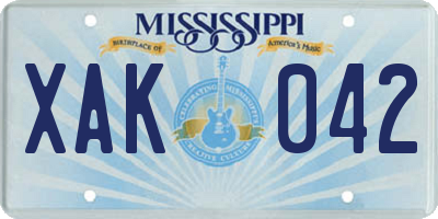 MS license plate XAK042