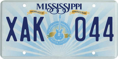 MS license plate XAK044
