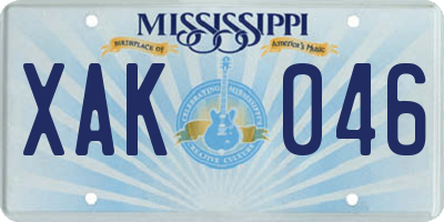 MS license plate XAK046