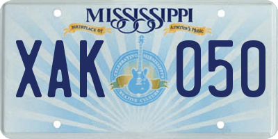 MS license plate XAK050