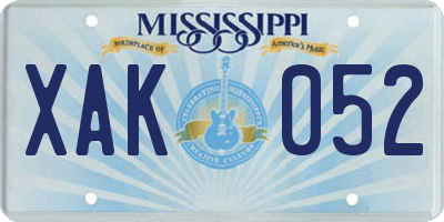 MS license plate XAK052