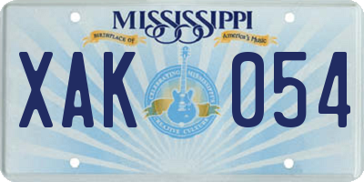 MS license plate XAK054