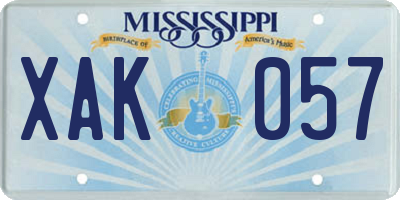MS license plate XAK057