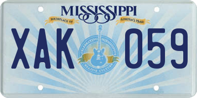 MS license plate XAK059