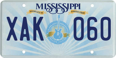 MS license plate XAK060