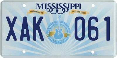 MS license plate XAK061