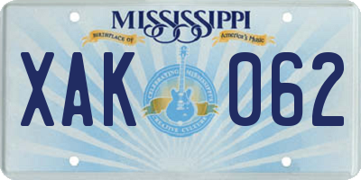 MS license plate XAK062