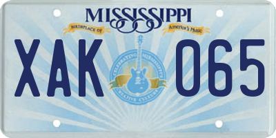 MS license plate XAK065