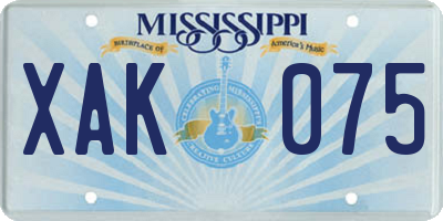 MS license plate XAK075
