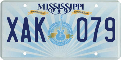 MS license plate XAK079