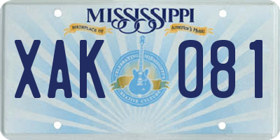 MS license plate XAK081