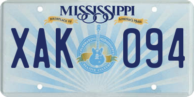 MS license plate XAK094