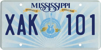 MS license plate XAK101
