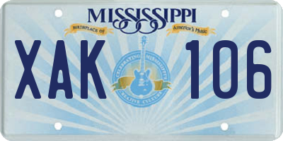 MS license plate XAK106
