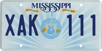MS license plate XAK111