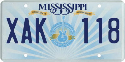 MS license plate XAK118