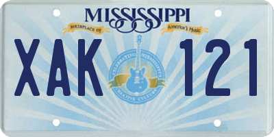 MS license plate XAK121