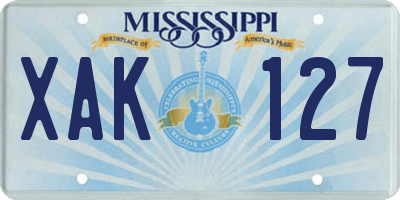 MS license plate XAK127