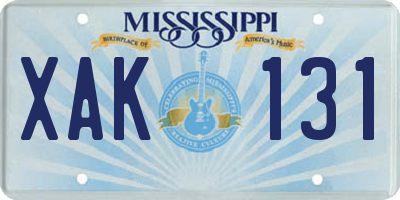 MS license plate XAK131