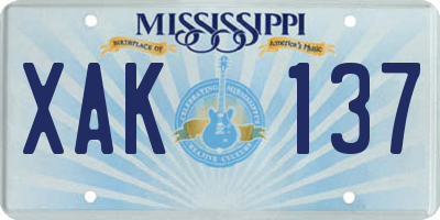 MS license plate XAK137