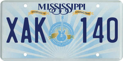 MS license plate XAK140