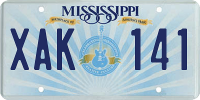 MS license plate XAK141