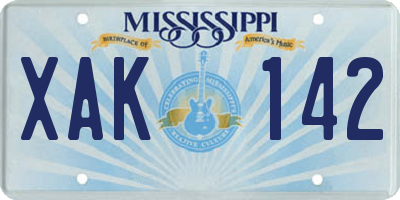 MS license plate XAK142