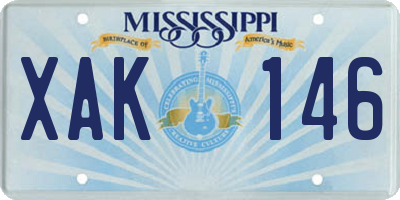 MS license plate XAK146