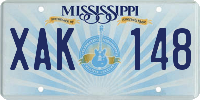 MS license plate XAK148