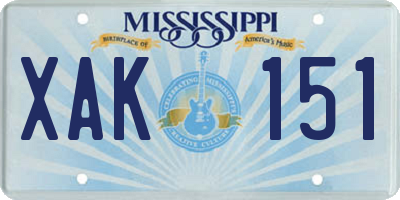 MS license plate XAK151