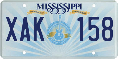 MS license plate XAK158