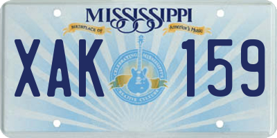 MS license plate XAK159