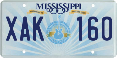 MS license plate XAK160