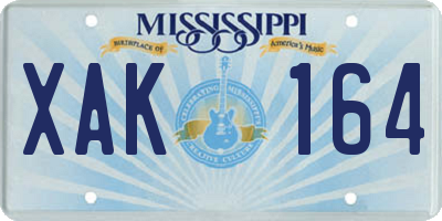 MS license plate XAK164