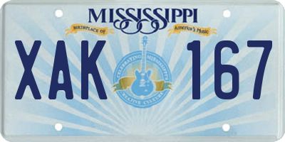 MS license plate XAK167