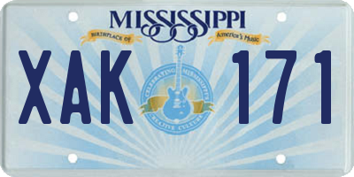 MS license plate XAK171