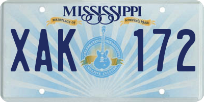 MS license plate XAK172