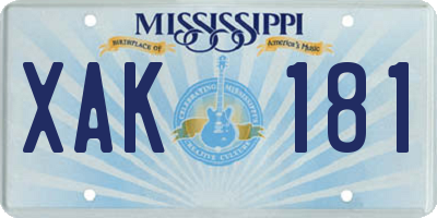 MS license plate XAK181